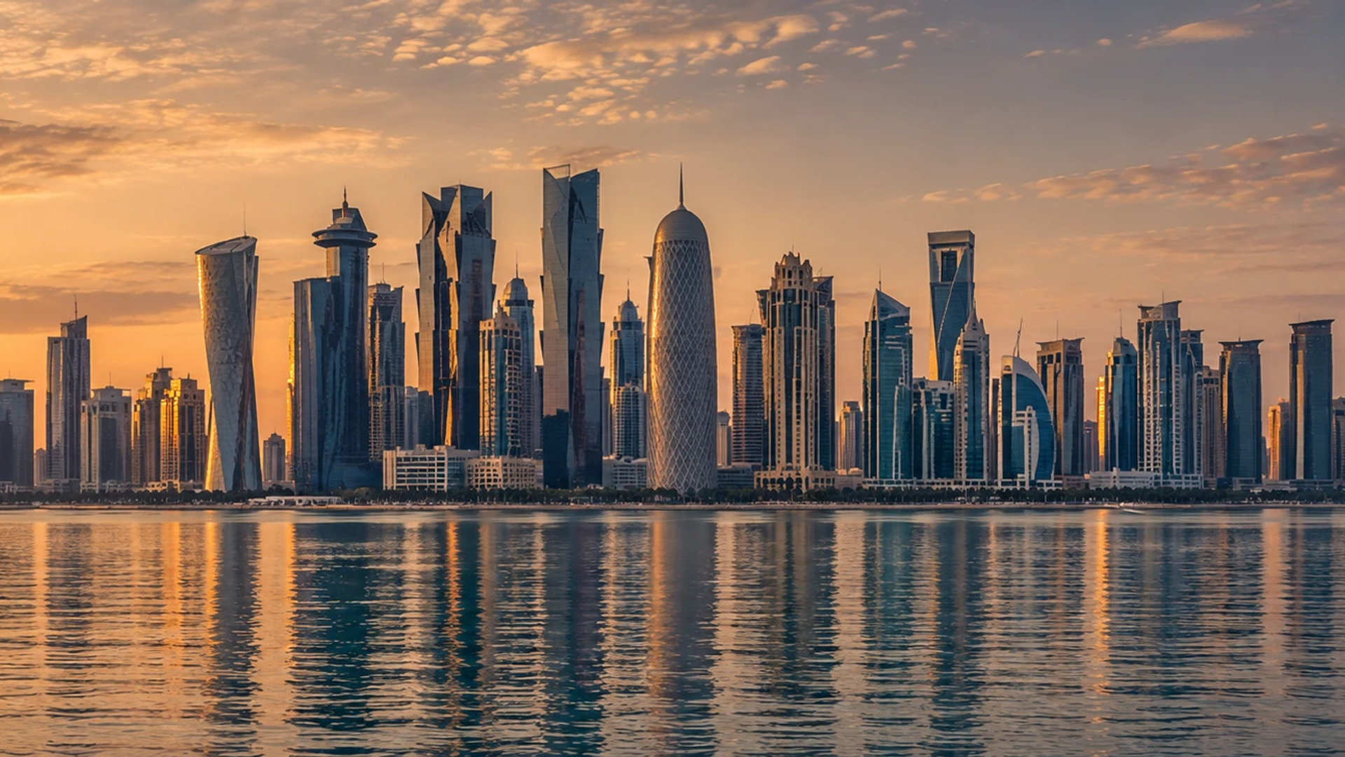 Doha West Bay skyline beside the waterfront